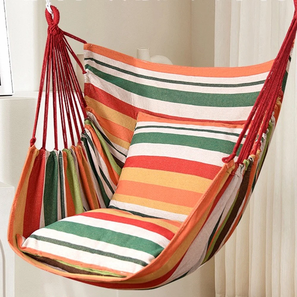 

Сверхмощный гамак для дома, подвесной хлопковый веревочный круглый качели, утолщенный холщовый гамак с подушками