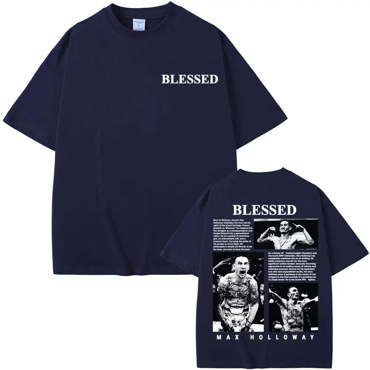 Max Holloway Blessed Vintage Graphic T-shirts Men Women Harajuku Violence Aesthetic T-shirt Casual 100% Cotton Oversized T Shirt