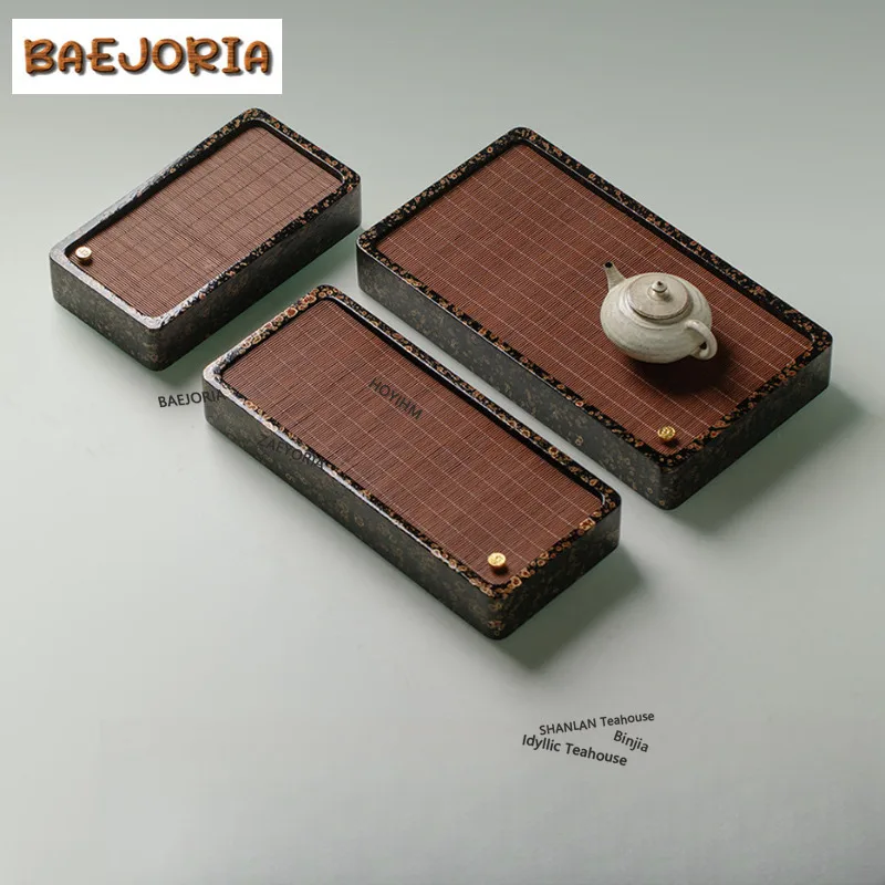 BAEJORIA Natural Lacquer Tea Tray Japanese Cuisine Table Coffee Storage Board Teapot Stove Insulation Dishes For Serving Gifts