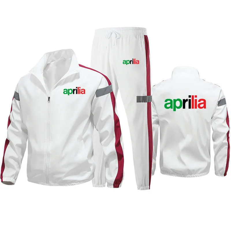 M-6XL Plus size Zip-up Tracksuit (Jacket + Sweatpants) aprilia Print high quality Outdoor Spring Autumn Men\'s Jacket set