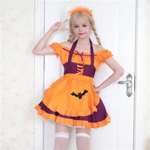 

Halloween Embroidery Maid Dress Costume Women's Traditional Chinese Ethnic Stage Performance Clothing