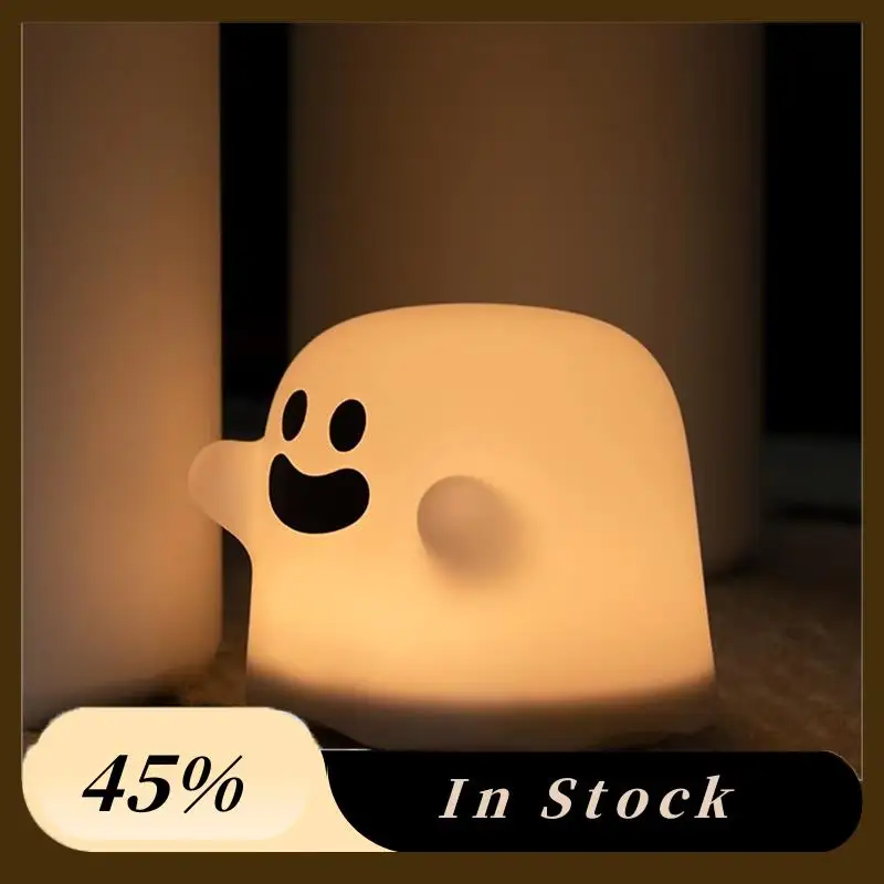

A78K New Cute Ghost LED Night Light Touch Sensor,Rechargeable Silicone Lamp Perfect Holiday Gift B