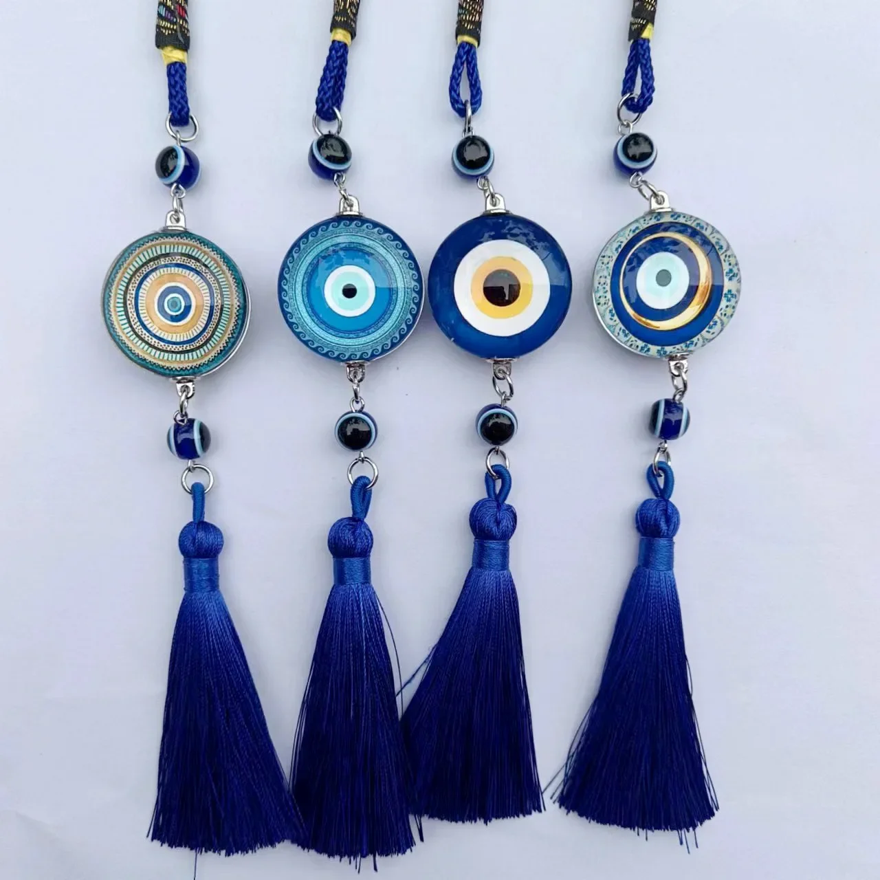 Crystal Tassels Blue Eyes Car Accessory Demon-Eye  Pendant Auto Rearview Mirror Ornaments Birthday Gift Couple Accessories Car