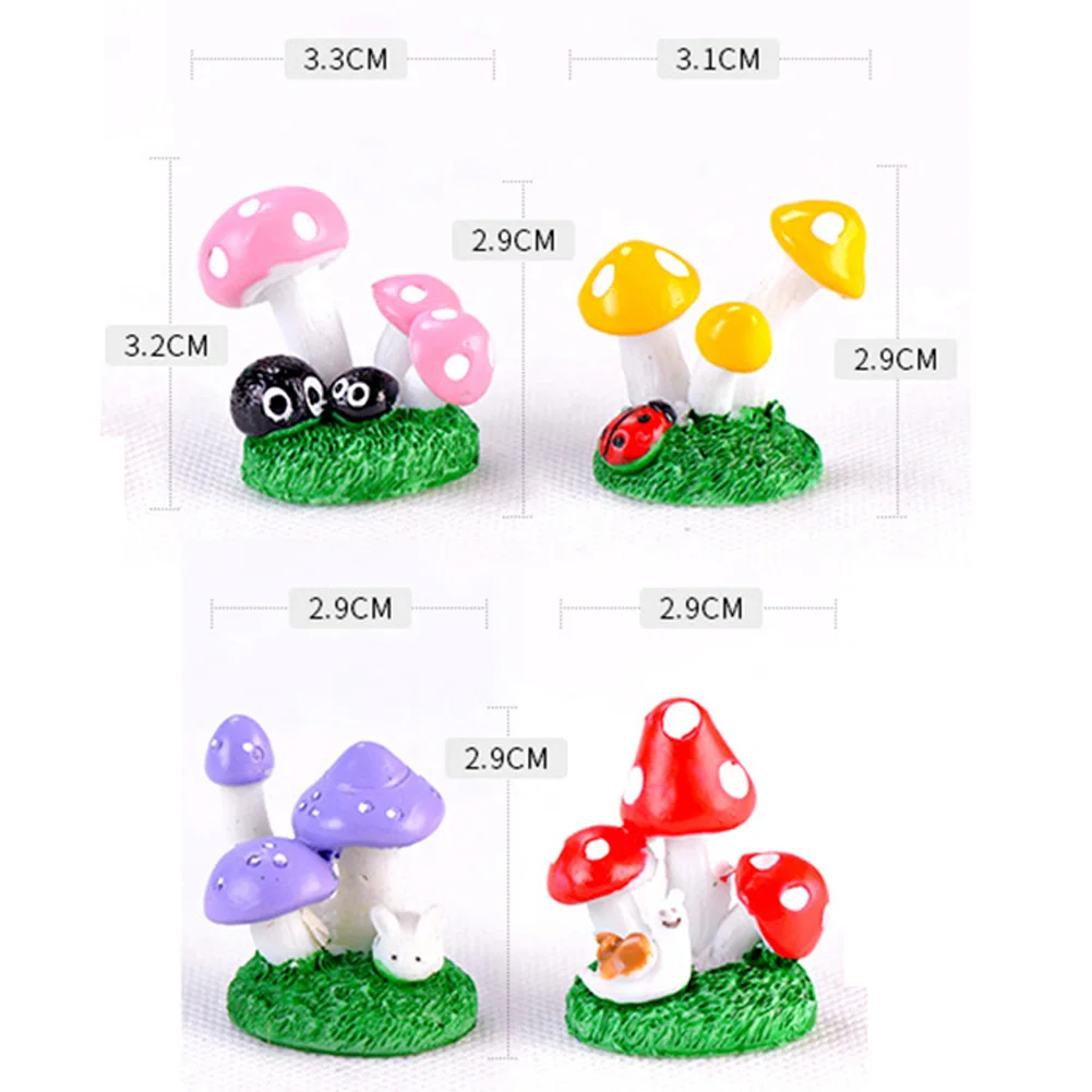 Garden Miniatures Mini Mushroom Garden Decoration Resin Cartoon Mushroom Craft Miniature Figurines Garden Decoration