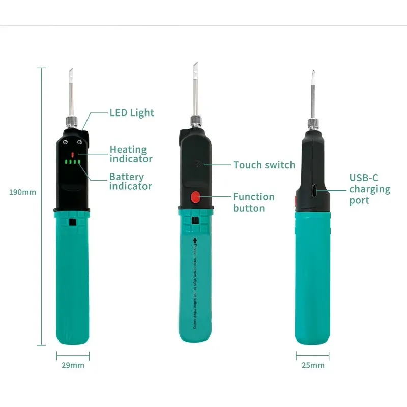 الوزن 85 جرام 12 واط 500 درجة 3.7 فولت 2200 مللي أمبير مع مصباح ليد SI-B165 Proskit مكواة لحام لاسلكية لإصلاح الإلكترونيات الاستهلاكية