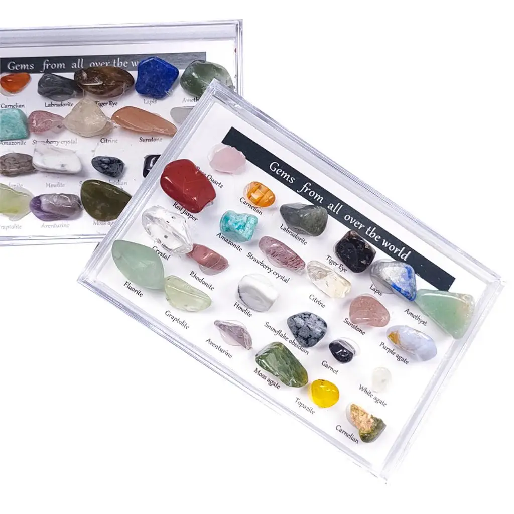 Ensemble de 24 minéraux rocheux, kit d'expériences minières et boîte de collection