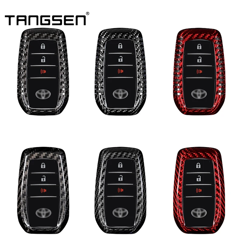 Carbon Fiber Car Key Case Compatible With 2023 New Style Toyota Land Cruiser RAV4 Alphard