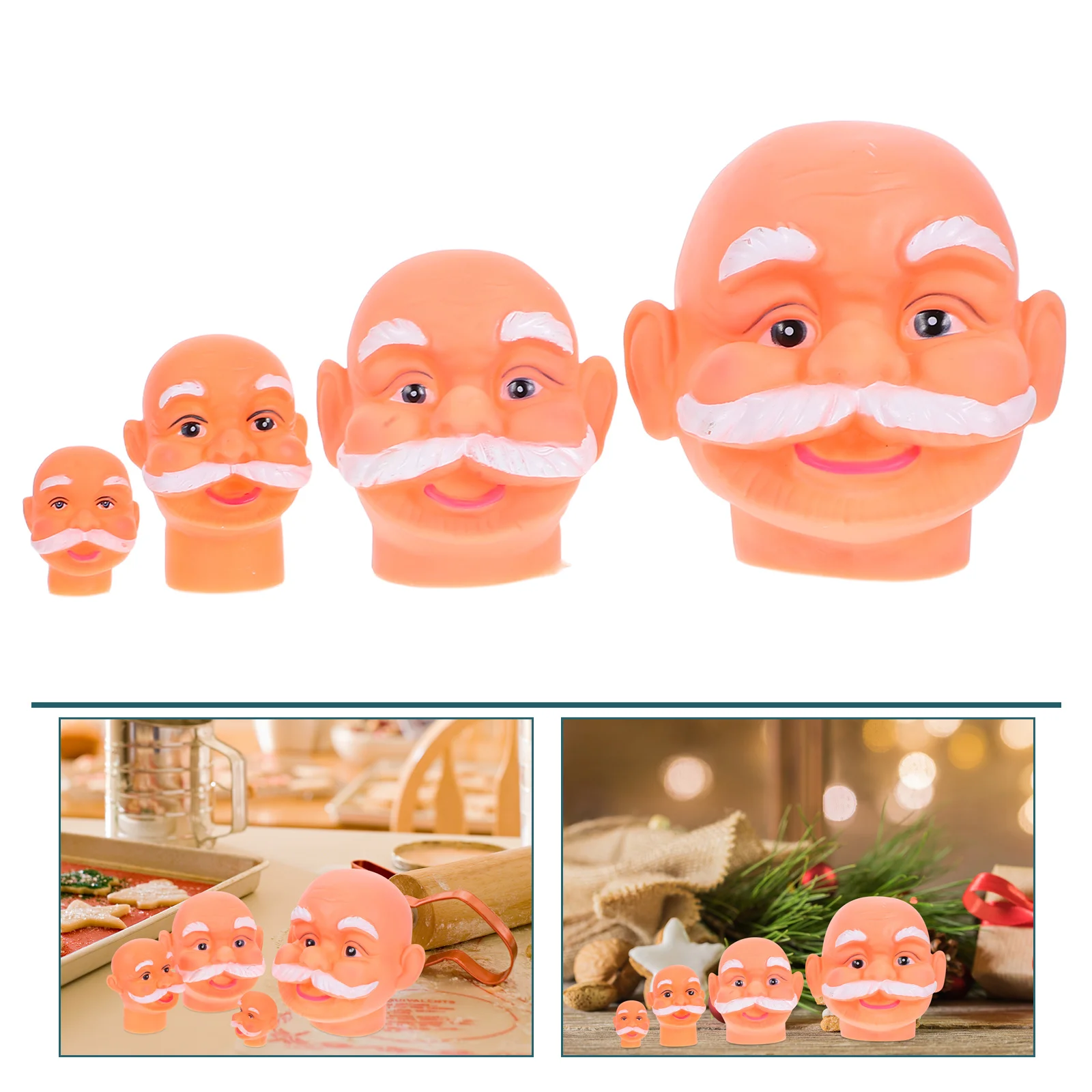 

4Pcs Santa Claus Head DIY Vinyl Santa Craft Kit Handmade Christmas Ornament Holiday Home Decoration Ornament Making Kit