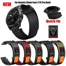 QuickFit Garmin Fenix 7X 6X Pro için 26mm naylon kayış/Epix Pro Gen 2 51mm 47mm/Fenix5X 5XPlus Tactix 7 Pro örgülü kordonlu saat