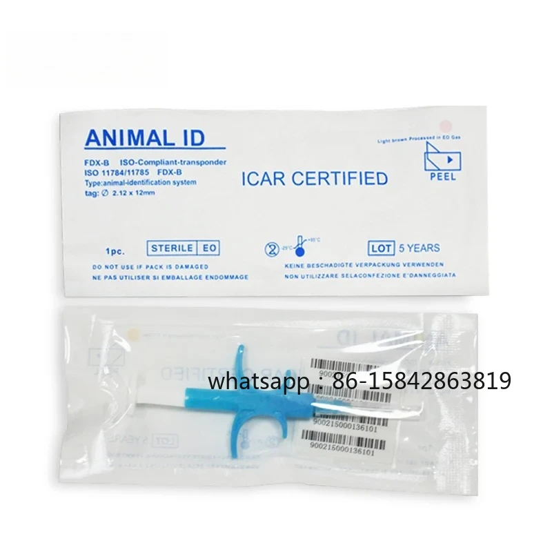 100pcs 1.25*7/1.4*8/2*12mm Bioglass Animal Microchip Pet Transponder for Dog Implants Identification with Syringe