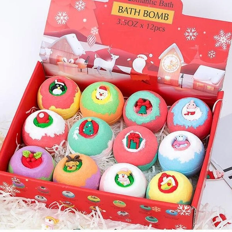 Bath Bomb Ball Set 100g*12 Pcs Dried Flower Mixed Color Essential Oil Bath Ball Mixed Color Floating Ball Bath Salt Ball Bomb