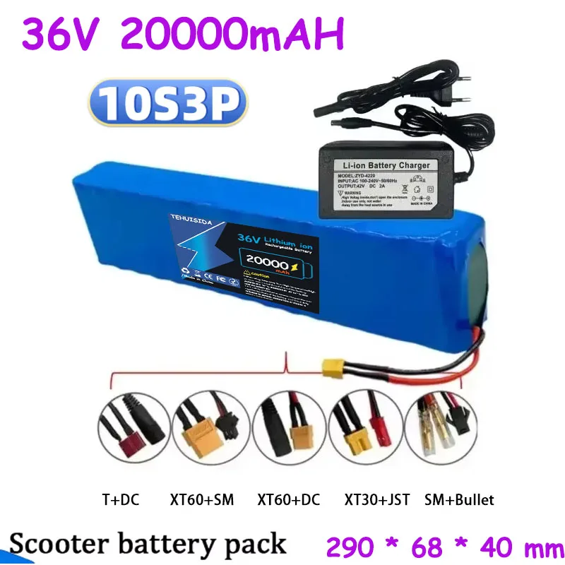 Batterie Pour Moto Et Scooter, 10S3P, 36V, 20000mAh, 18650,  Haute Puissance Et Capacité 36V
