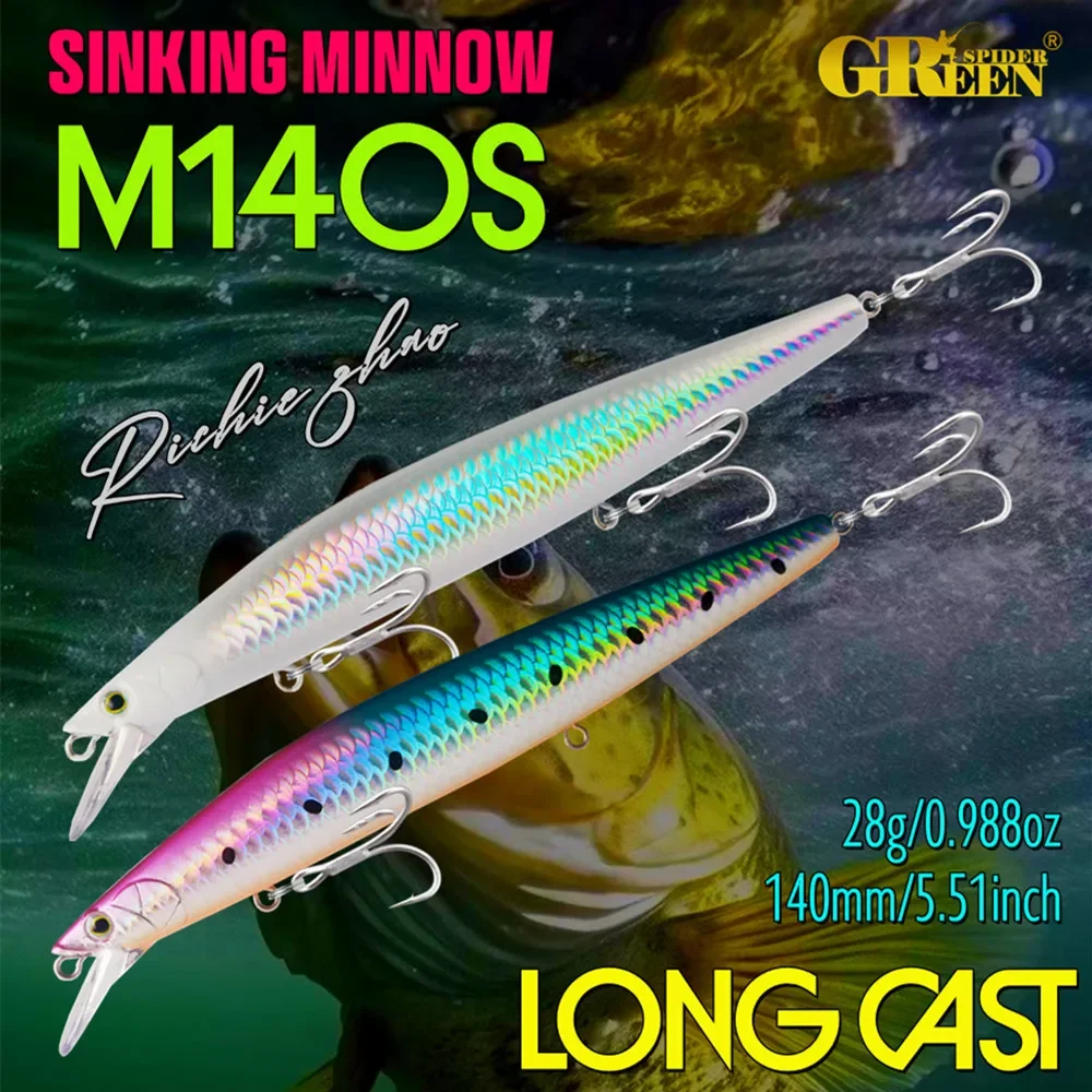 GRSSNSPIDER 28 جرام 140 مللي متر البحر غرق أسماك الصيد إغراء التنغستن الوزن المياه المالحة الطعوم الصلبة ل بايك البحر الطعم الاصطناعي معالجة #2