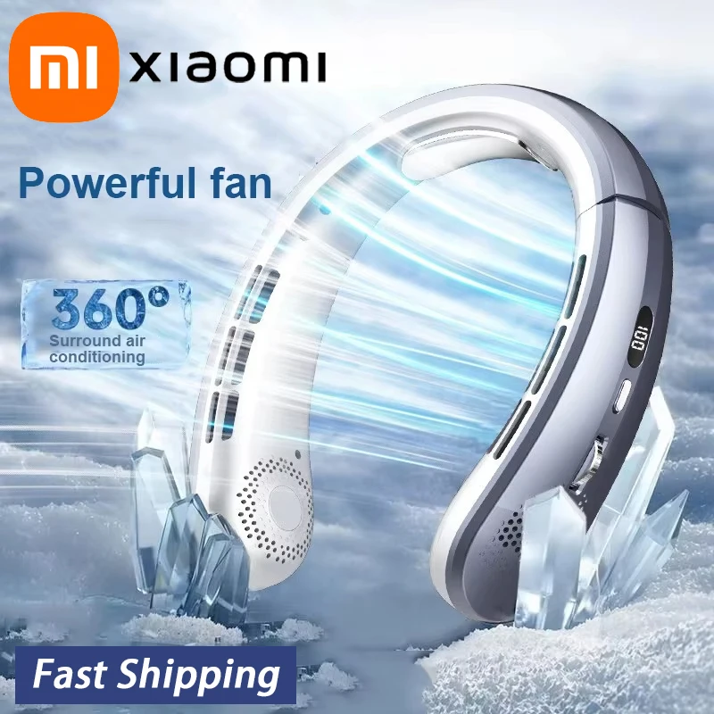 

Xiaomi 8000 мАч USB подвесной вентилятор на шею портативный безлопастной мини перезаряжаемый бесшумный светодиодный цифровой дисплей электрический воздухоохладитель портативный