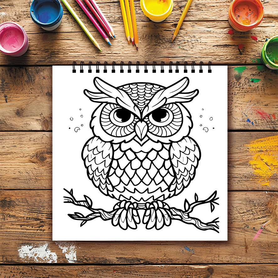 Owl Adult Coloring Book 22 Pages 8.27x8.27 Inch Perfect Gift for Stress Relief