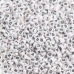 7mm White And Black Letter Acrylic Round Flat Alphabet Spacer Beads For Jewelry Making Diy Bracelet Necklace