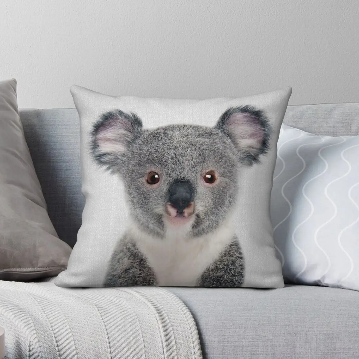 

Baby Koala Colorful Square Pillowcase Polyester Linen Velvet Creative Decorative Throw Pillow Case Room Cushion Cover Wholesale