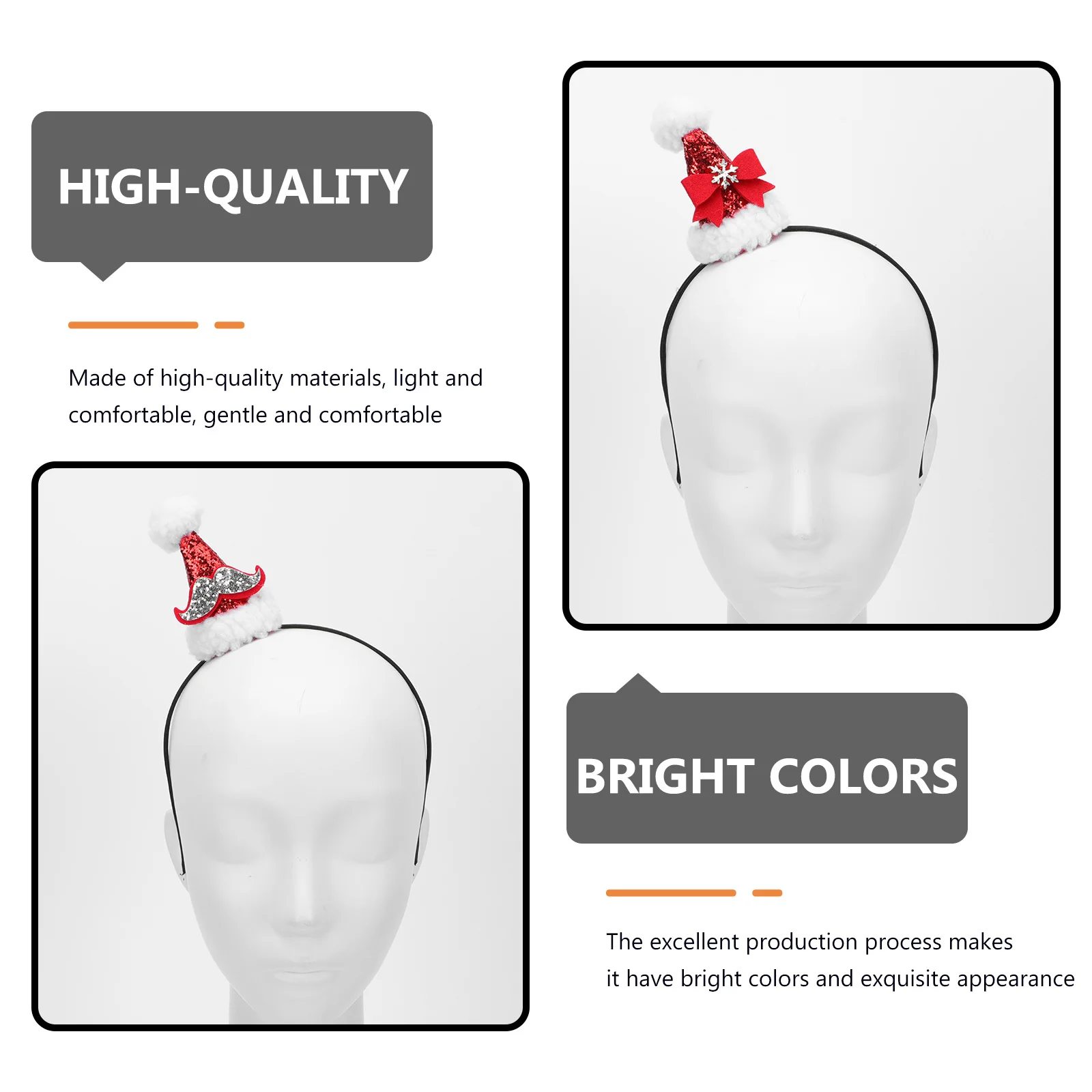 

3Pcs Xmas Kids Hair Hoops Christmas Headbands Holiday Non-Slip Hair Decorations Lovely Party Accessories Creative Design