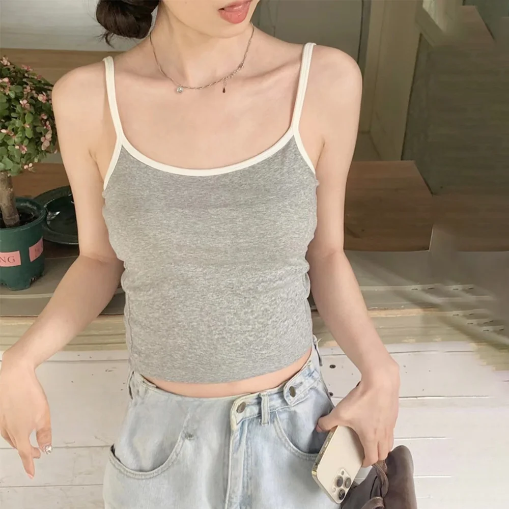 Top in puro cotone piccante per ragazza color blo ter con imbottitura sul petto, lunghezza ortodontica, strato base, capispalla da donna, estate 2025