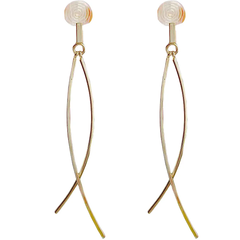 زوج واحد من الأقراط المتدلية على أصفاد الأذن غير المثقوبة، إكسسوار رائع للنساء في عيد الفصح وحفلات الزفاف #3