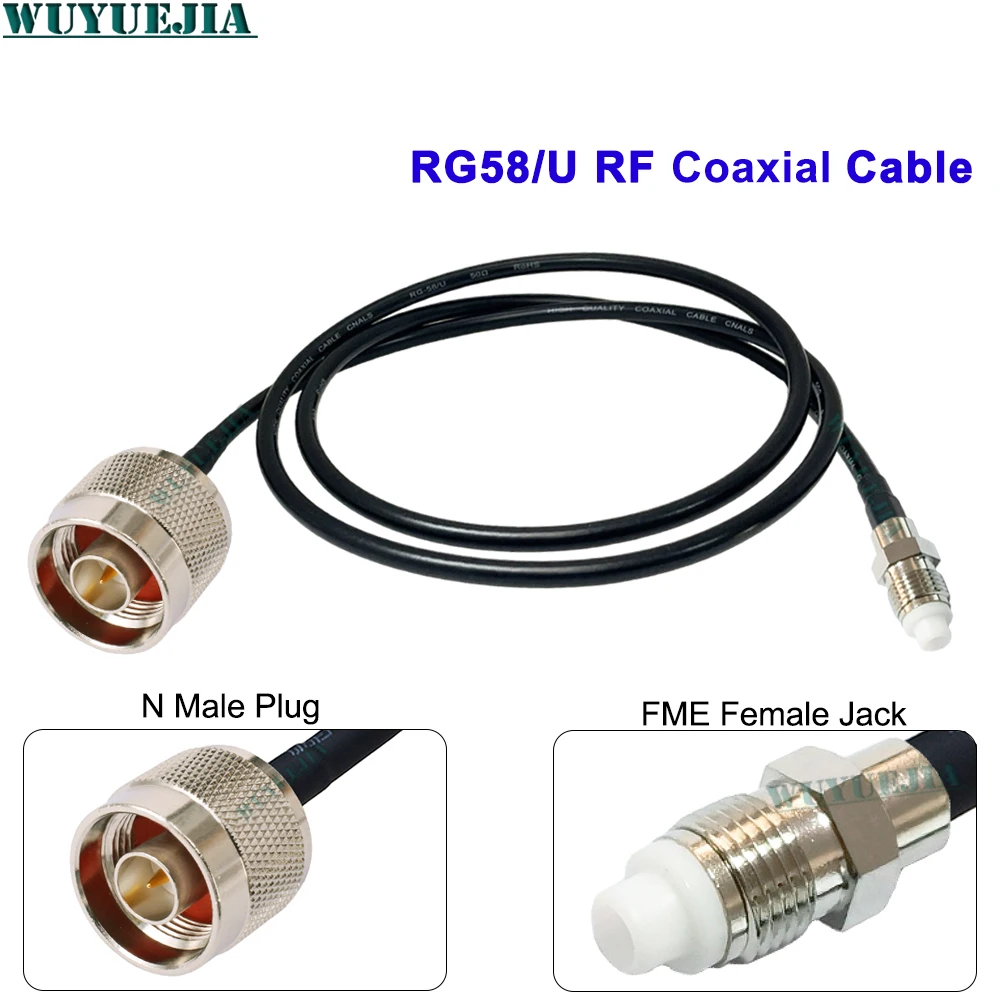 RG58/U RF Coax Cable L16 N Male Plug to FME Female Jack Low Loss Shield Radio Jumper Wire Antenna Signal Connection Pigtail Cord