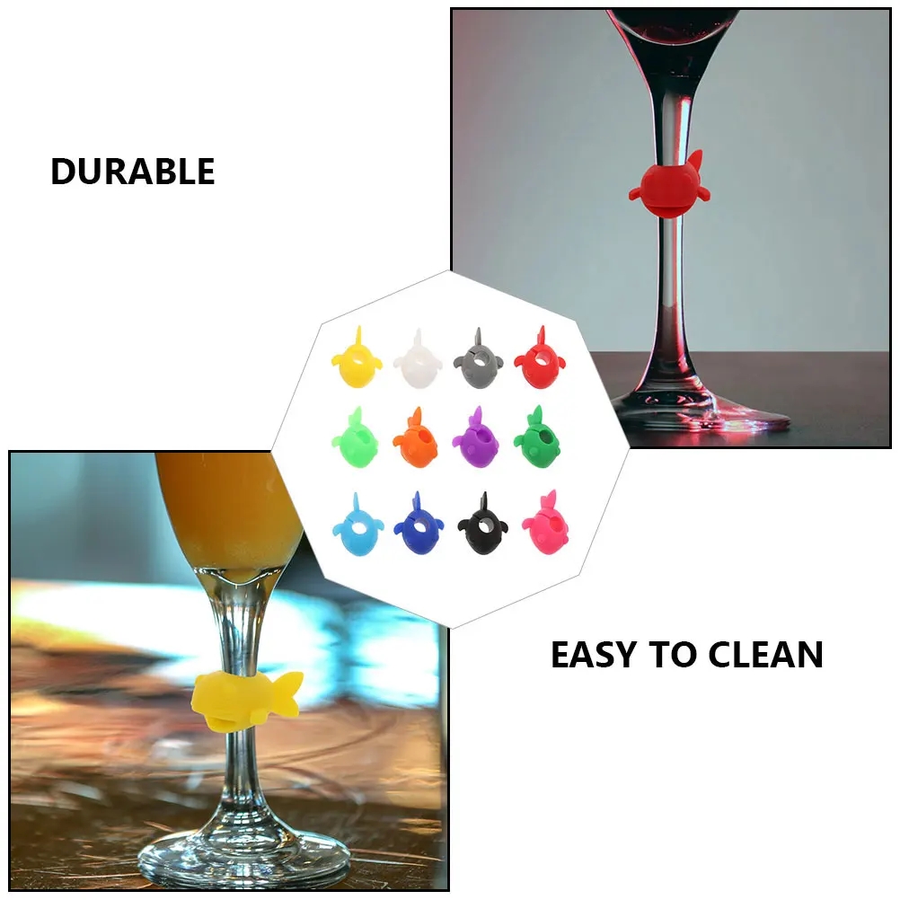 

24pcs Wine Glass Charms Colorful Silicone Drink Markers Reusable Party Glass Identifiers Waterproof Cup Labels For Wedding