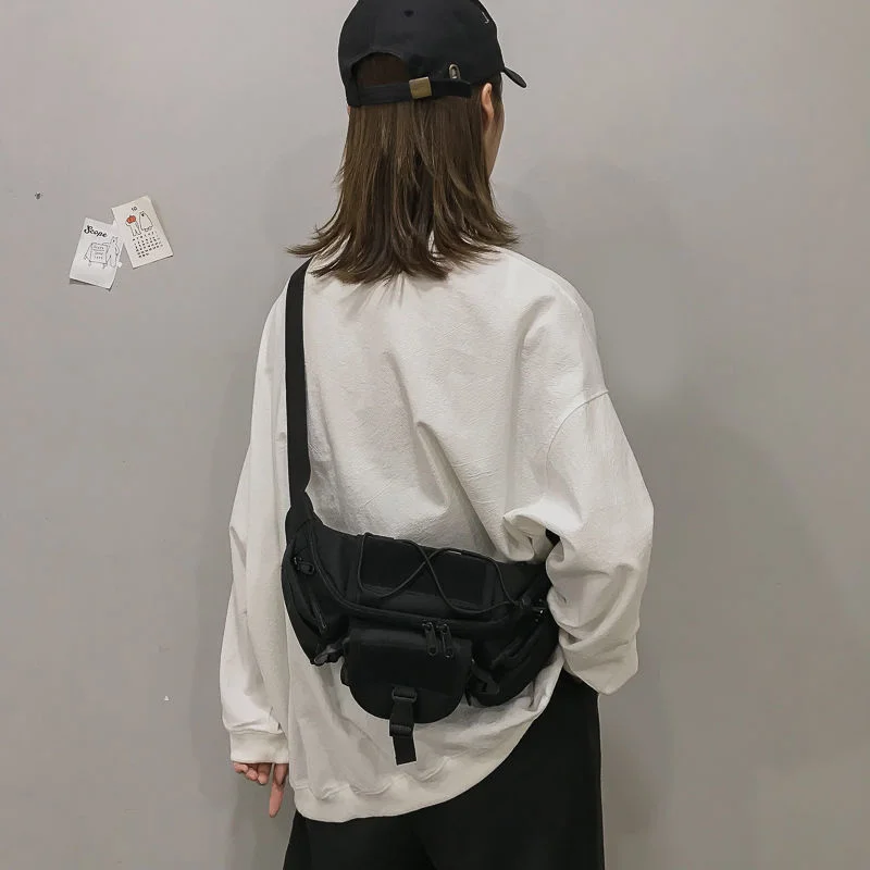 Harajuku Techwear Canvas Sling Bag Gothic Crossbody Bags For Women Purses And Handbags Bolsas Feminina Shoulder Frog Fanny Pack