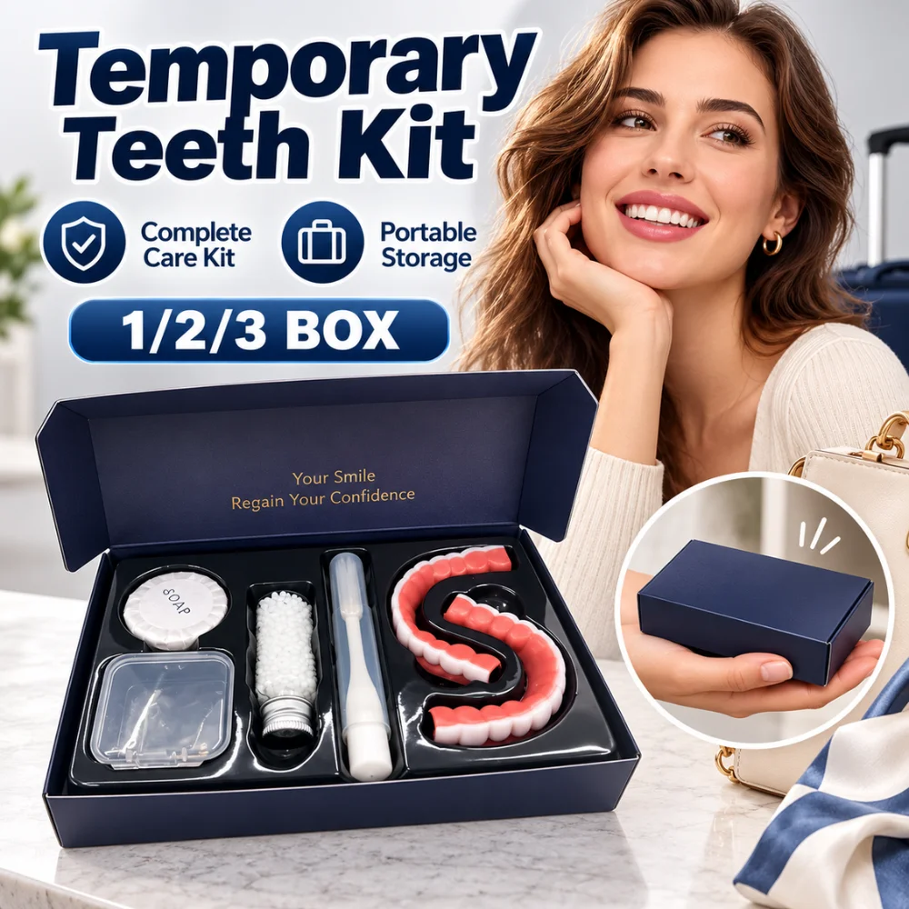 Temporary Smile Teeth Set Upper Lower Silicone Decorative Covers With Velvet Box For Wedding Photos And Social Event Props
