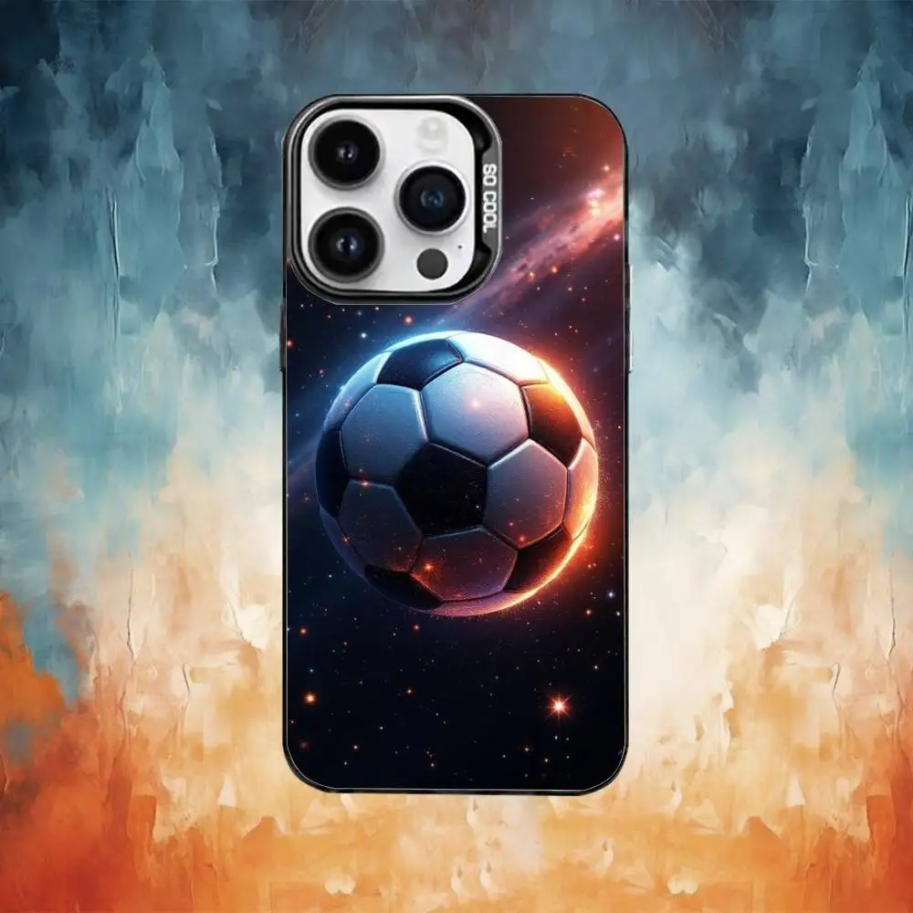 เคสโทรศัพท์ลายฟุตบอล สำหรับ iPhone17,16,15,14,13,12,11 Plus,Pro Max สีดำด้าน ป้องกันการกระแทก