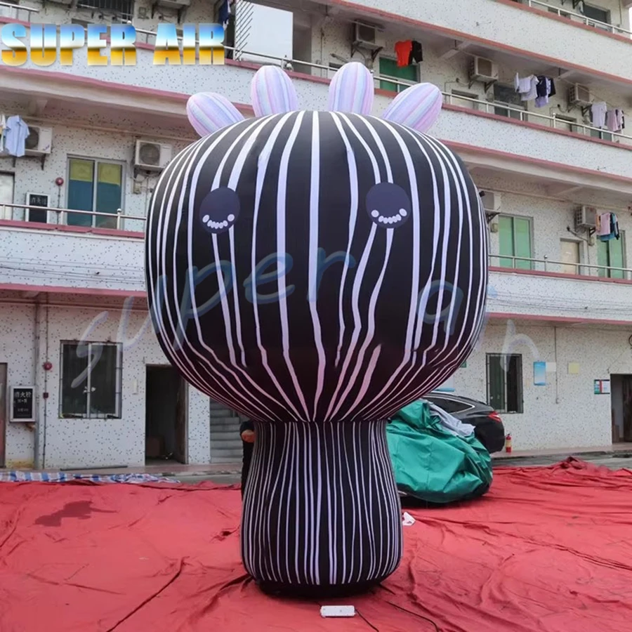 Opera d'arte gonfiabile di moda di coniglio a strisce gonfiabile modello di cartone animato così carino per lo sfilata commerciale