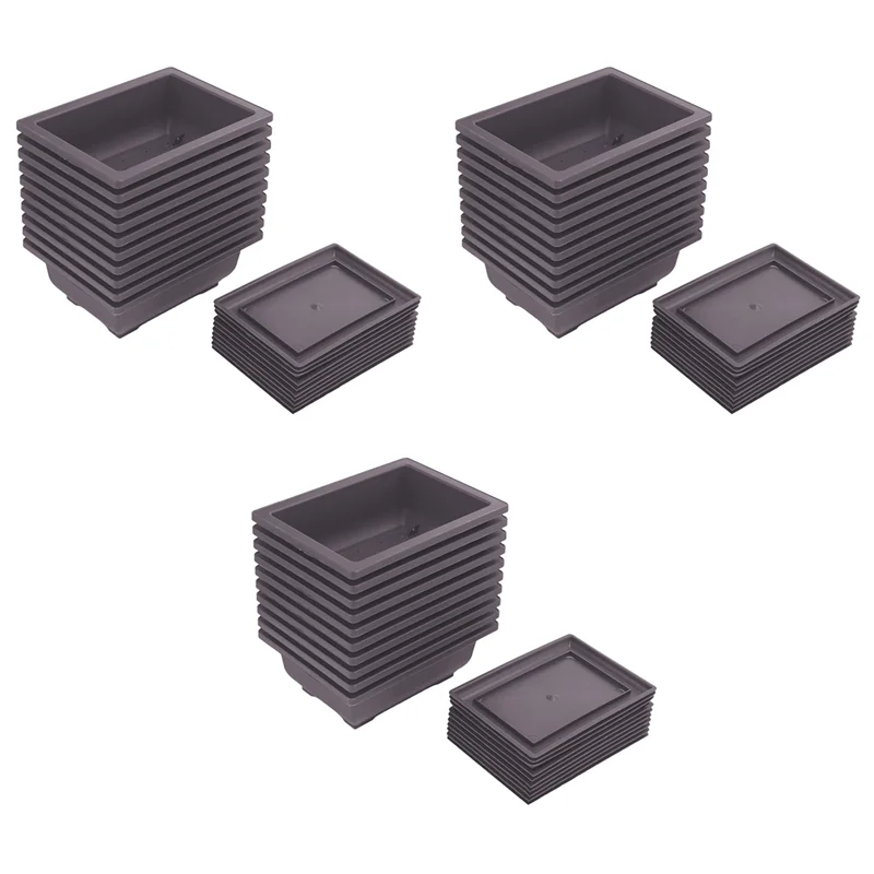 

A64Z 30 Packs Bonsai Training Pots With Tray Plastic Bonsai Plants Growing Pot For Garden Yard Living Room Balcony 16.5X12cm