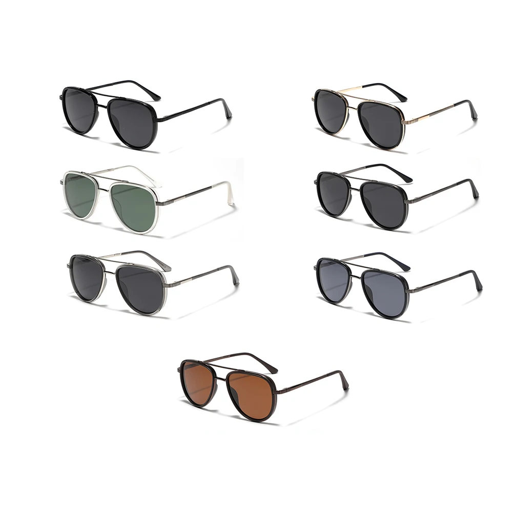 Peekaboo unisex polarized sunglasses for men half metal tr90 retro sun glasses for women summer style green grey brown 2024