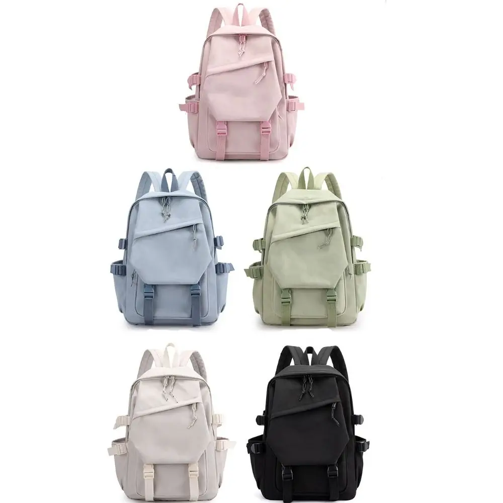 Multi-Function Nylon Backpack Adjustable Solid Color Women Shoulder Bag Large Capacity Laptop Bagpack Students Schoolbag Unisex