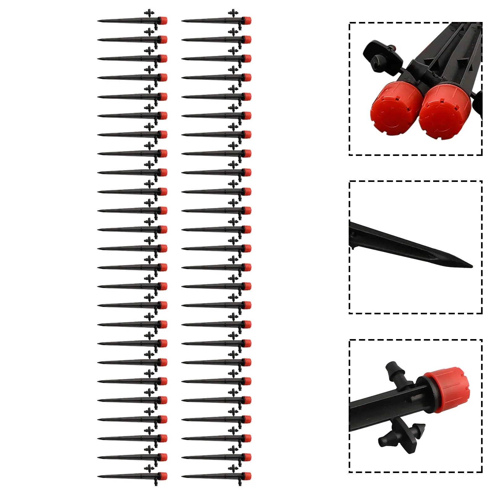 50pcs Adjustable Sprinkler Drip Emitters with 8 Jet Spray Outlets for Garden Irrigation Systems Compatible with Tubing
