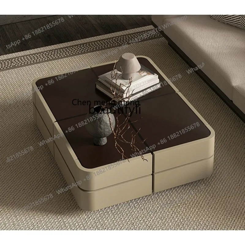 

s8617Italian Coffee Table Living Room Home Modern Minimalist Square Small Apartment Advanced Artistic Creative Storage Tea Table