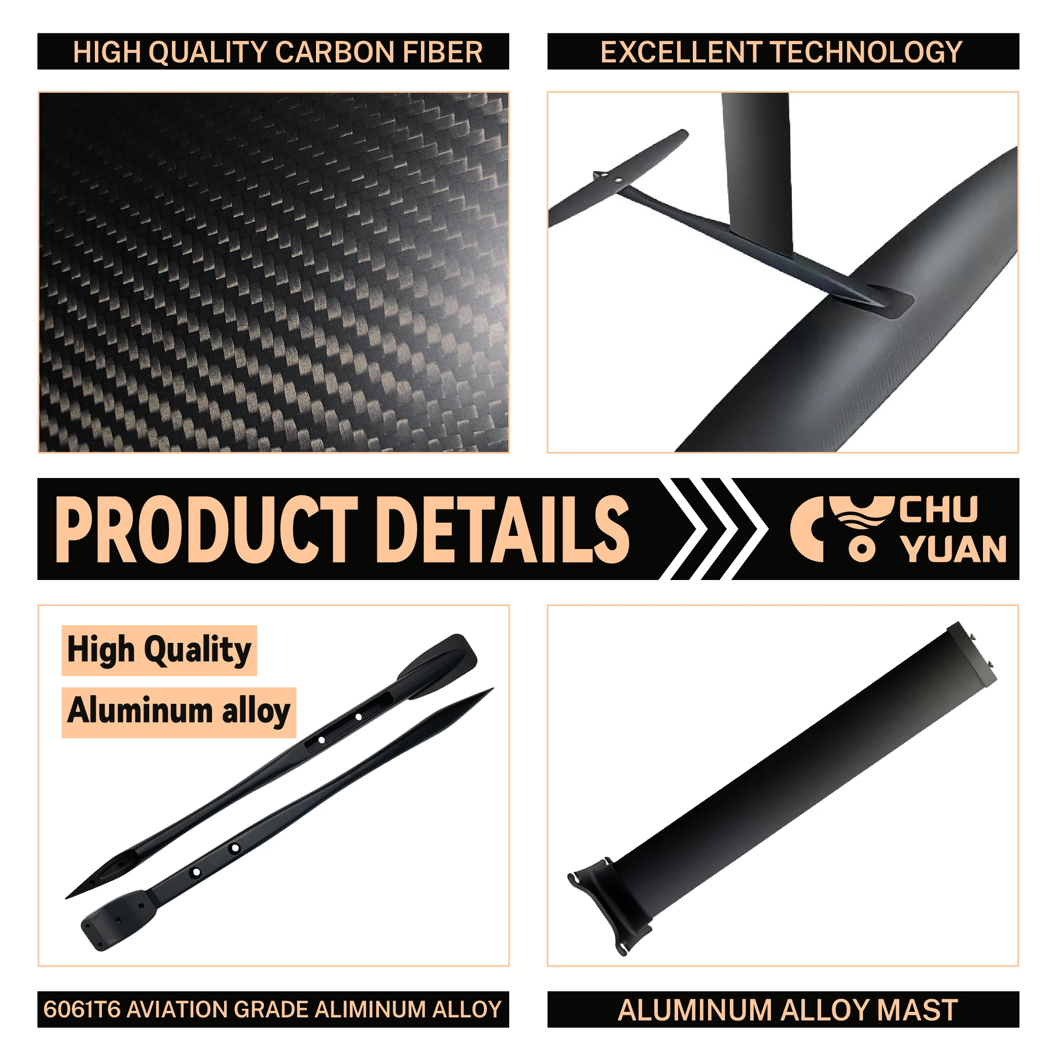 CY1310 Big Wing Electric Surfboard Carbon Wings and Aluminum Mast for Ocean Waters & SUP