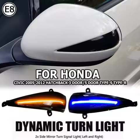 2X Dynamic Blinker LED Turn Signal Light Indicator Side Mirror Lamp For Honda Civic 8th MK8 Type-S Type-R FN 1 2 3 Hatchback 3D