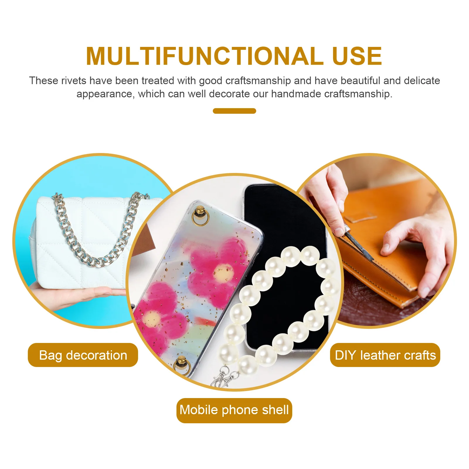 

20 Sets Mobile Phone Case Pull Buckle Bag Strap Rivets Fasteners Purse Snaps Screw Purses DIY Cover Round for