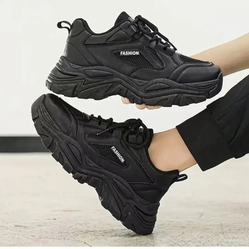 Scarpe da uomo Nuove scarpe casual traspiranti Sneakers con plateau alla moda Scarpe vulcanizzate allacciate Scarpe da papà con suola spessa Tenis Masculino