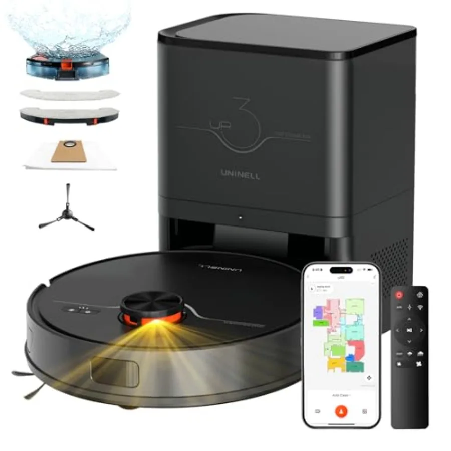 Robot vacuum and mop for hardwood floors multi-floor homes, LiDAR navigation, 7000Pa suction for pet hair on carpets, self-empt