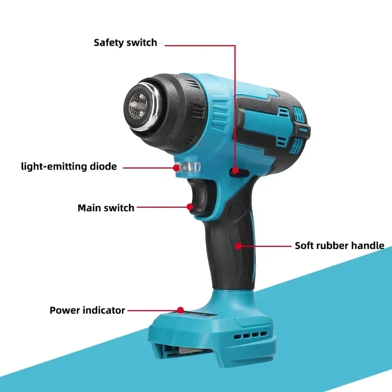 300W Cordless Hot Air Machine 480-550℃ Rechargable Li-Battery Quick Heating Heat Gun for Shrink Wrapping Heat Shrink Tube PVC