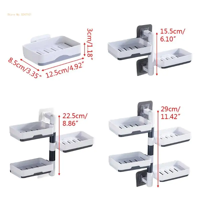 Wall Mounted Soap Saver Tray Rack Rotatable Multilayer Self Adhesive Soap Holder Dropship