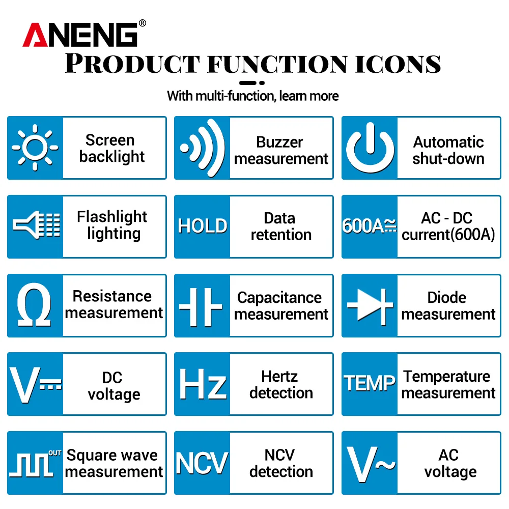 ANENG ST209 Digital Multimeter Clamp Meter 6000 counts True RMS Amp DC/AC Current Clamp tester Meters voltmeter 400v Auto Range