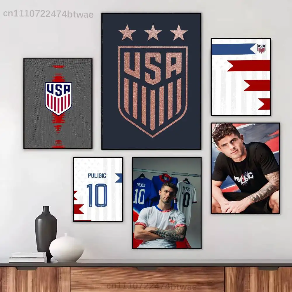 

2026 WC Host Team USA Poster Fancy Poster Wall Sticker for Living Room Bar Vintage Decorative Painting