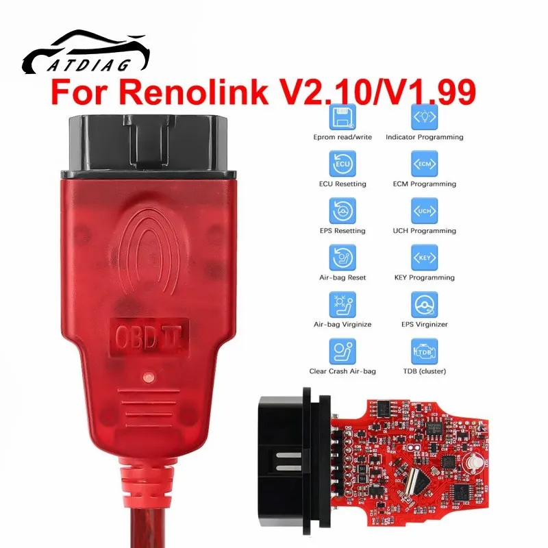 Professional Renolink V2.10 V1.99 OBD2 Cable for Renault Car Auto Tool ECU Tuning/air-ba9 Reset/ECM UCH Key Programmer Interface