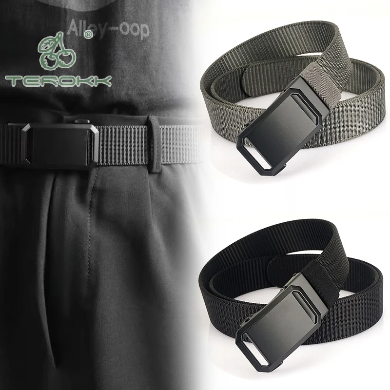 Men's Belt Outdoor Hunting Belts Multi Functional Automatic Metal Buckle Nylon Belt High Quality Canvas Belt﻿