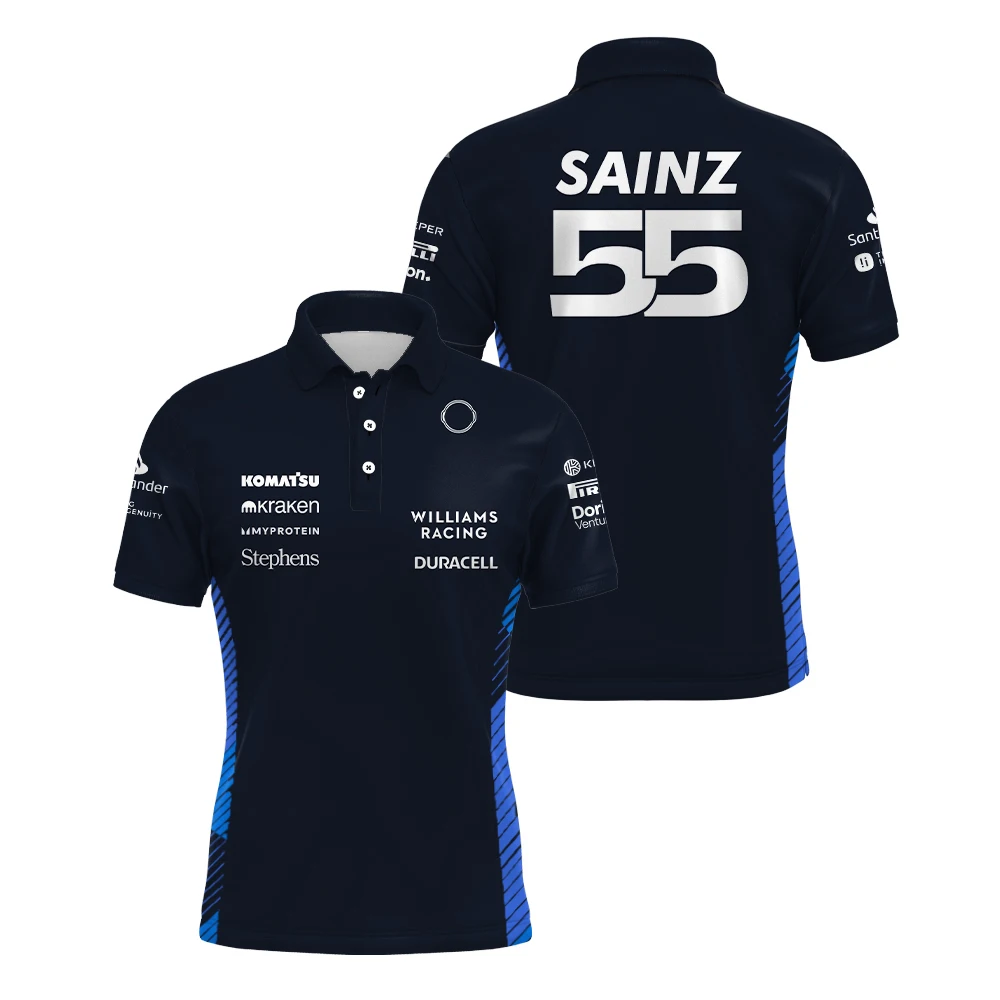 Nouveau Polo Williams Carlos Sainz 55 Alex Albon 23, T-shirt de course à séchage rapide, Haut de spo