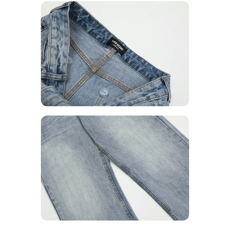 Men Women Vintage Flare Jeans High Waist Loose Draped Floor Length Bootcut Denim Pants American Streetwear Casual Long Trousers