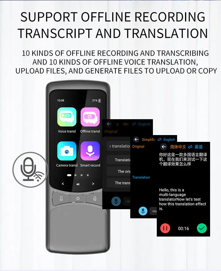 Factory Price 4G Translator 138 languages Offline/Online Large storage Voice Translation AI Smart Translator