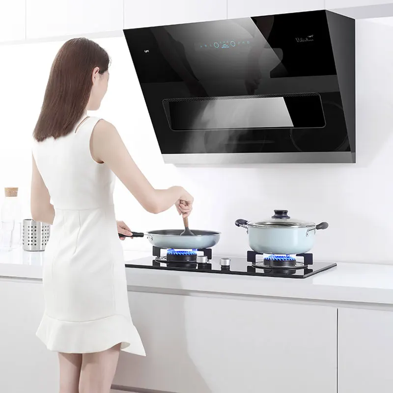 شفاط عادم المطبخ 800 مللي متر شفاط المطبخ المنزلي من الفولاذ المقاوم للصدأ عادم الدخان شفط جانبي غطاء المطبخ التهوية